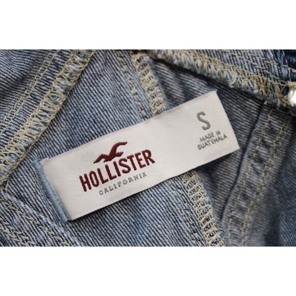 Hollister Denim Overalls Size Small Distressed 100% Cotton Preppy - Picture 13 of 14